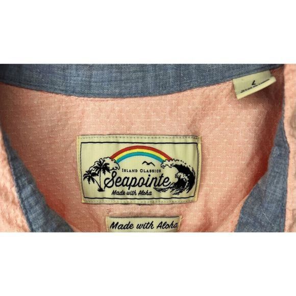 Seapointe Island Classics Men's Large Short Sleeve Button Down Hawaiian Shirt - - Picture 3 of 3